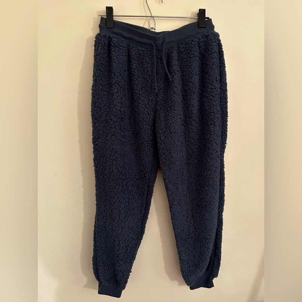 Blue fuzzy sweatpants